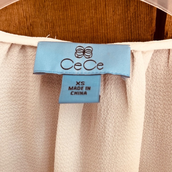 CeCe Women's Drop Shoulder Wide Neck Ruched Blouse Color: New Ivory Size XS - Picture 9 of 16